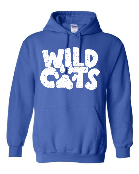 058Wildcats paw Gildan Hooded Humboldt Wildcats 18500/185000B
