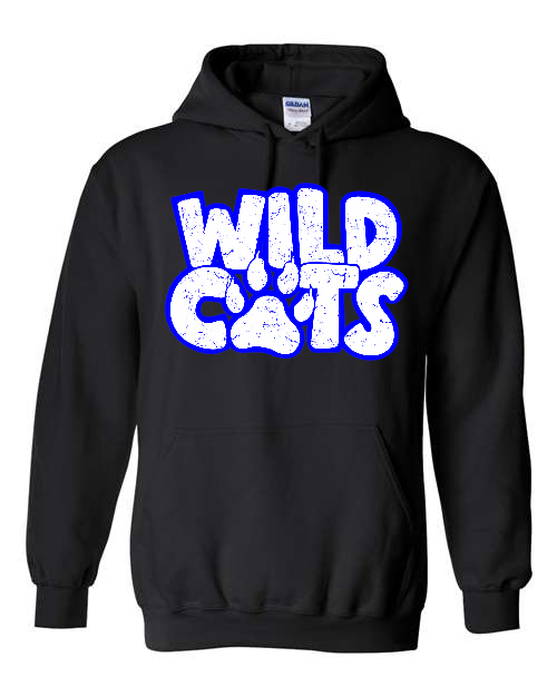 058Wildcats paw Gildan Hooded Humboldt Wildcats 18500/185000B