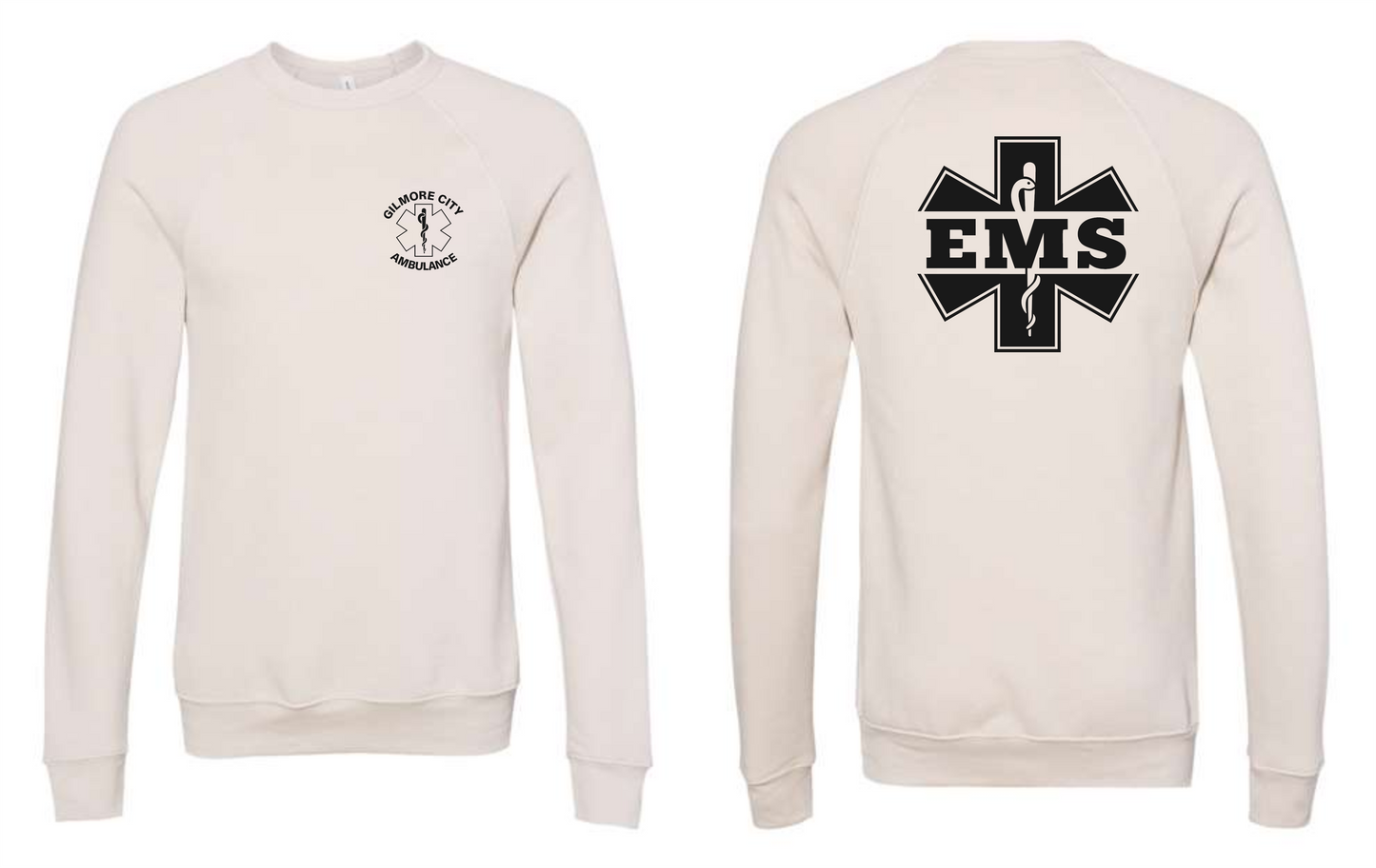 BELLA + CANVAS Unisex Sponge Fleece Raglan Crewneck Sweatshirt - 3901 (black logo)