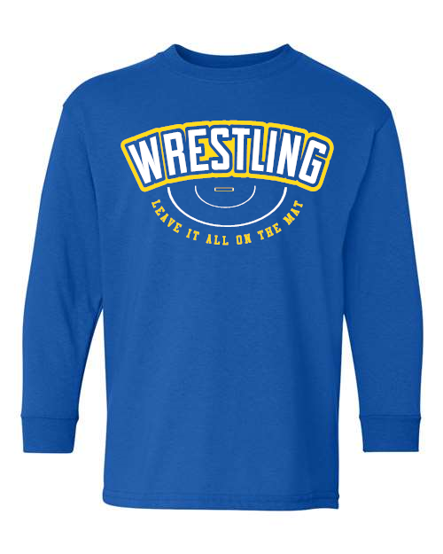 Youth Wrestling leave it on the mat Gildan - Heavy Cotton™ Youth Long Sleeve T-Shirt - 5400B