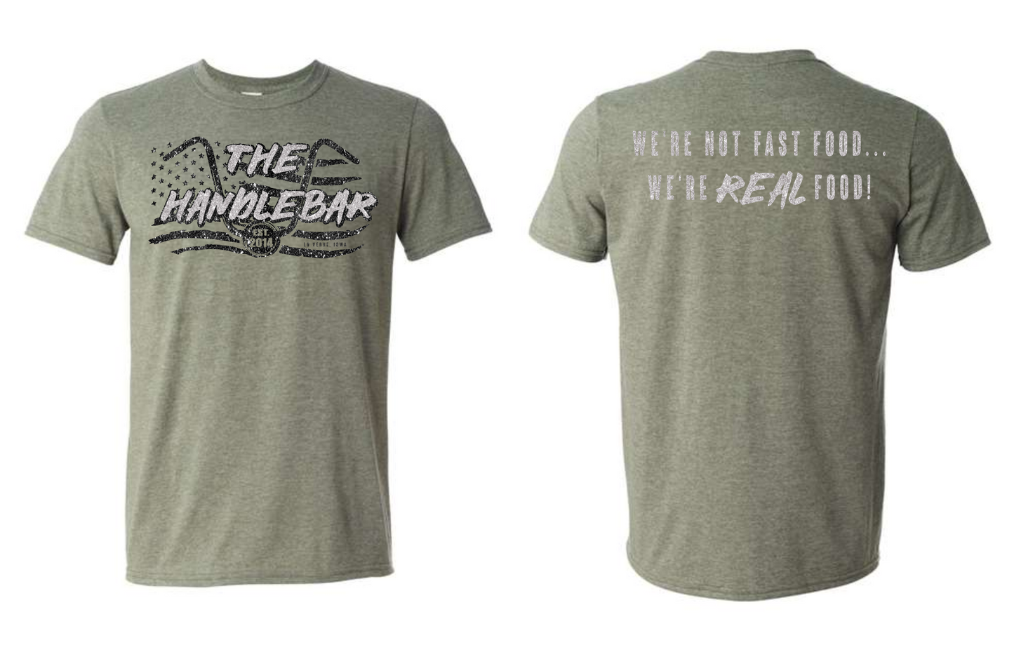 The Handlebar (Black and silver glitter logo) Gildan Softstyle® T-Shirt - 64000