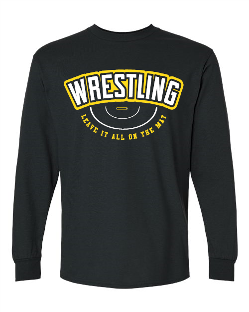 Youth Wrestling leave it on the mat Gildan - Heavy Cotton™ Youth Long Sleeve T-Shirt - 5400B