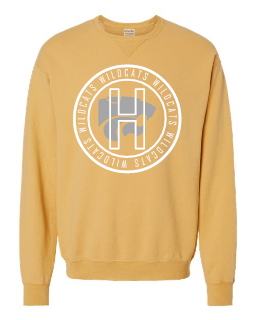 054 Circle H Wildcats ComfortWash by Hanes - Garment-Dyed Crewneck Sweatshirt - GDH400