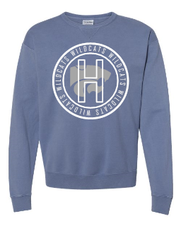 054 Circle H Wildcats ComfortWash by Hanes - Garment-Dyed Crewneck Sweatshirt - GDH400