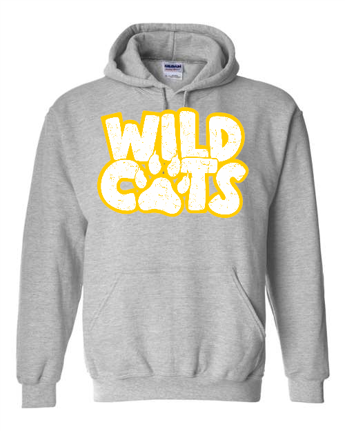 058Wildcats paw  Gildan Hooded Humboldt Wildcats 18500/185000B