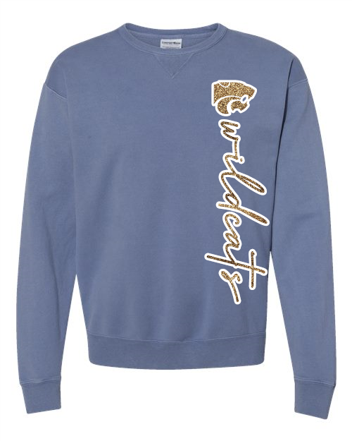 wildcat script sideways ComfortWash by Hanes - Garment-Dyed Crewneck Sweatshirt - GDH400