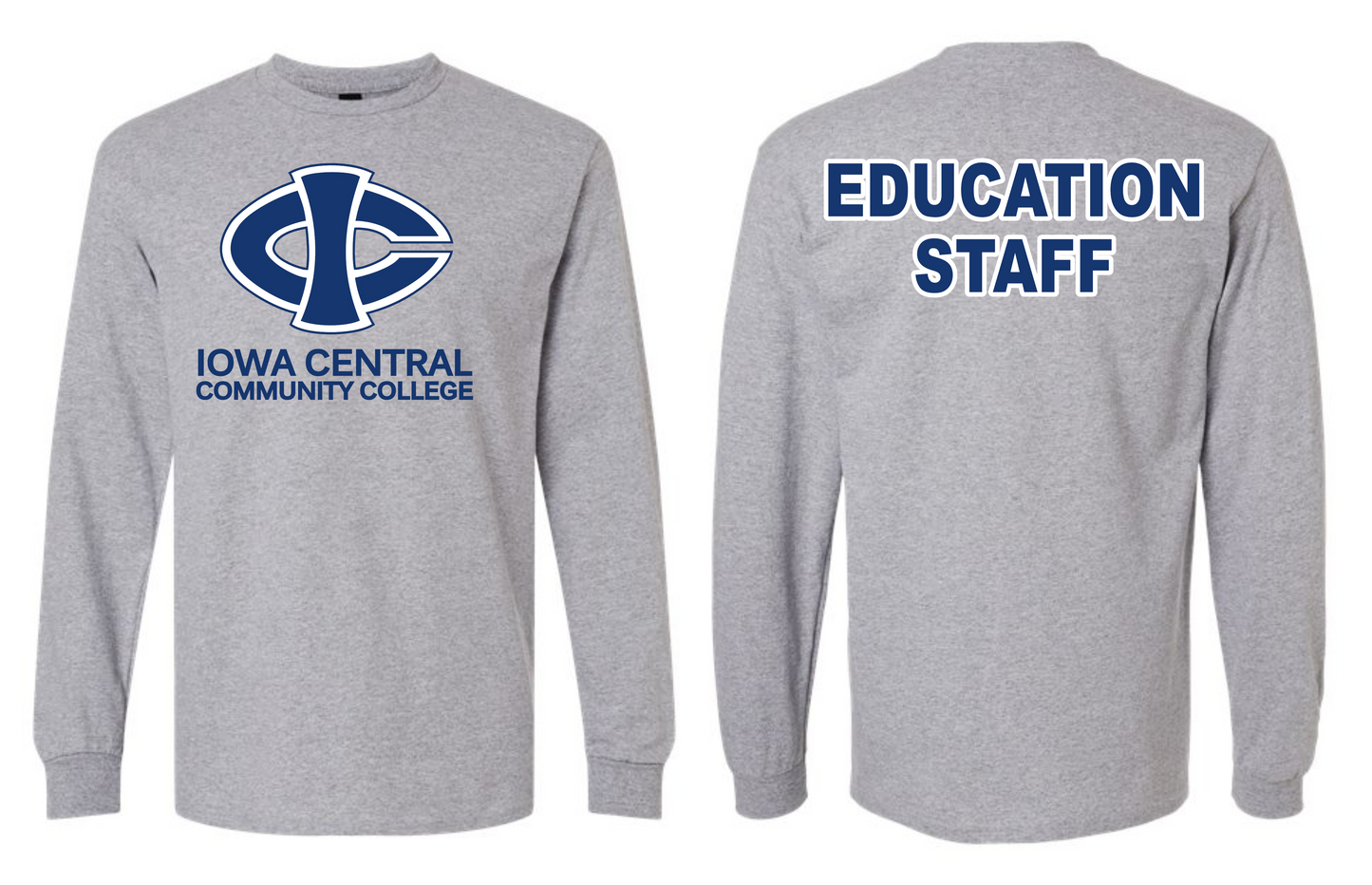 ICCC Gildan Unisex Ultra Cotton® Long Sleeve T-Shirt - 2400 (Blue Logo Front & Back)