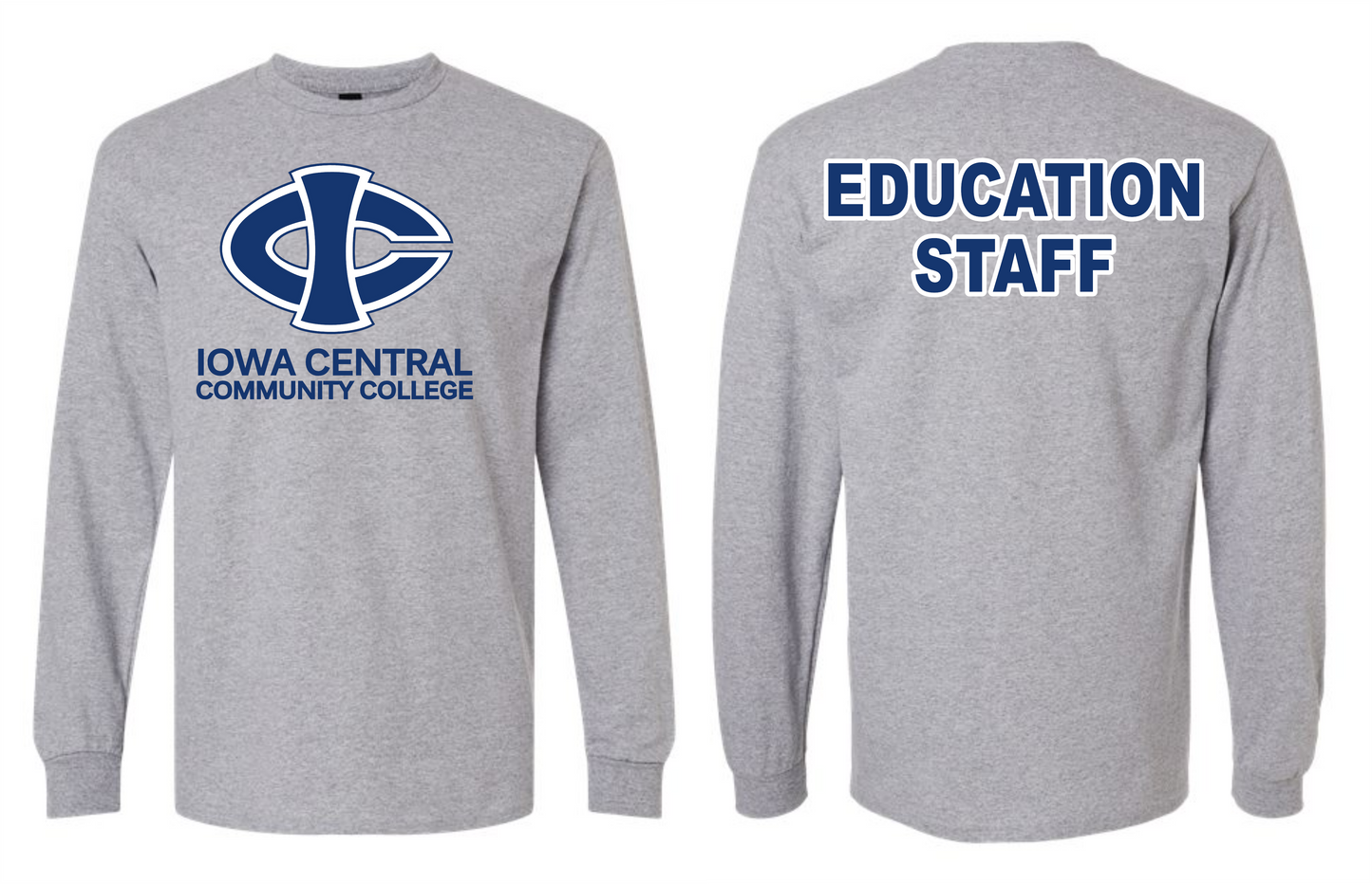 ICCC Gildan Unisex Ultra Cotton® Long Sleeve T-Shirt - 2400 (Blue Logo Front & Back)