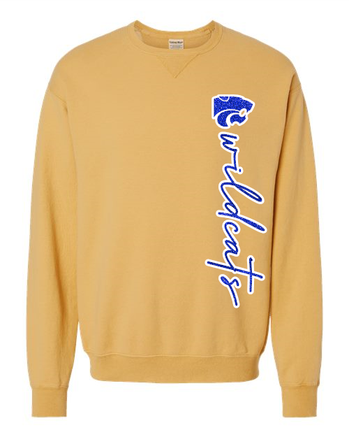 wildcat script sideways ComfortWash by Hanes - Garment-Dyed Crewneck Sweatshirt - GDH400