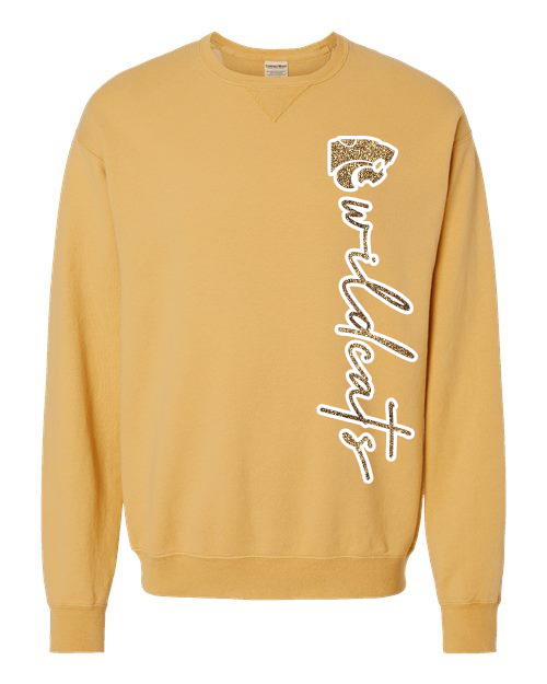 wildcat script sideways ComfortWash by Hanes - Garment-Dyed Crewneck Sweatshirt - GDH400