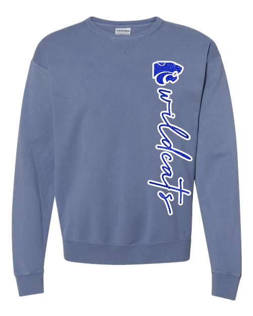 wildcat script sideways ComfortWash by Hanes - Garment-Dyed Crewneck Sweatshirt - GDH400