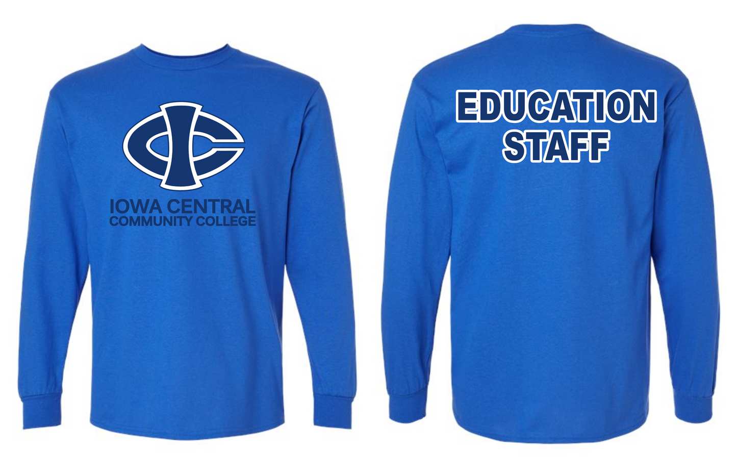 ICCC Gildan Unisex Ultra Cotton® Long Sleeve T-Shirt - 2400 (Blue Logo Front & Back)