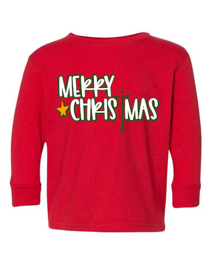 Merry Christmas Rabbit Skins - Toddler Fine Jersey Long Sleeve Tee - 3302