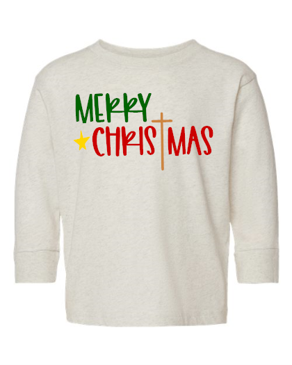 Merry Christmas Rabbit Skins - Toddler Fine Jersey Long Sleeve Tee - 3302