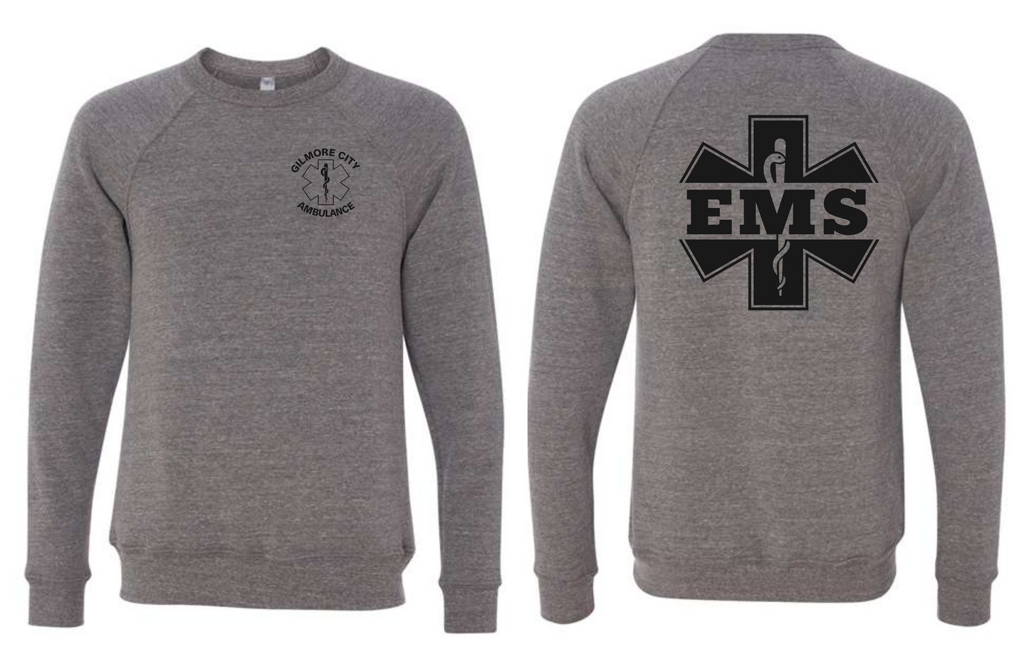 BELLA + CANVAS Unisex Sponge Fleece Raglan Crewneck Sweatshirt - 3901 (black logo)