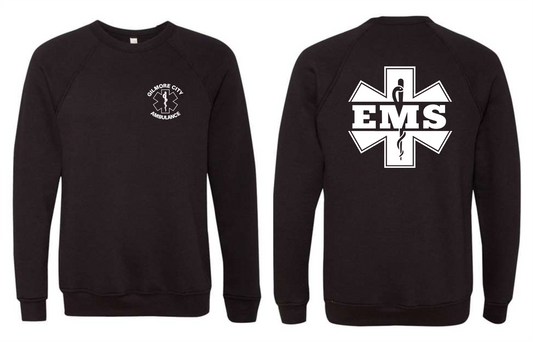 BELLA + CANVAS Unisex Sponge Fleece Raglan Crewneck Sweatshirt - 3901 (white logo)