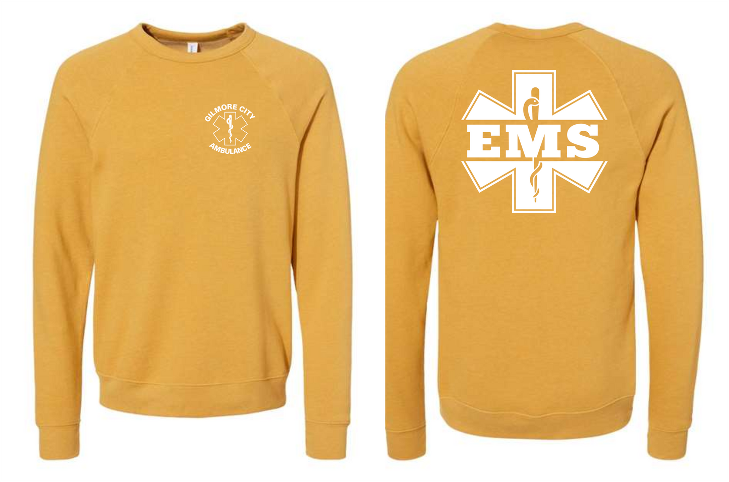 BELLA + CANVAS Unisex Sponge Fleece Raglan Crewneck Sweatshirt - 3901 (white logo)